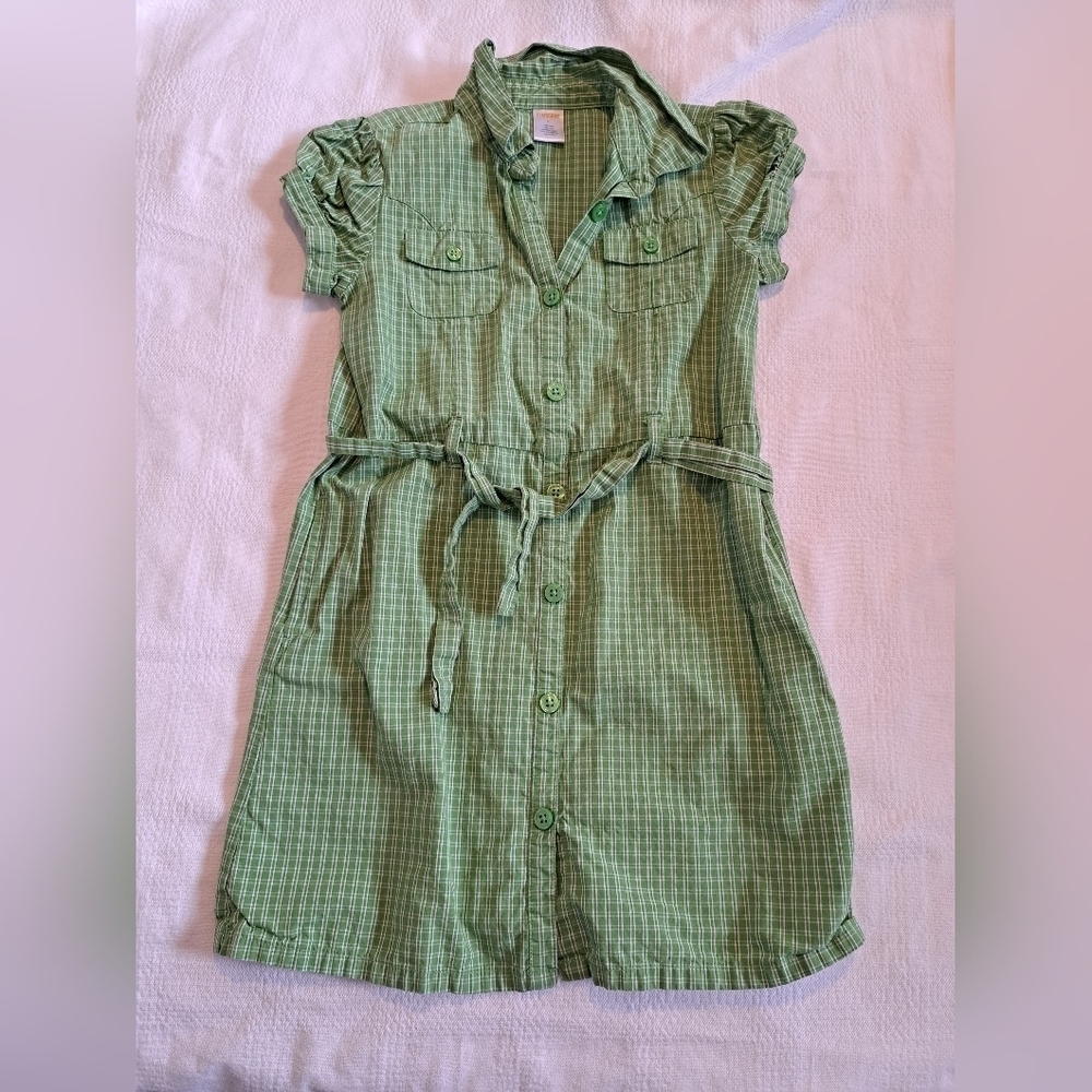 Gymboree girls size 8 Burst of Spring green plaid belted side pockets, vguc